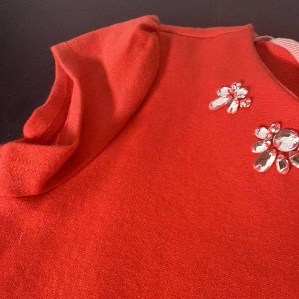 Gymboree Girls Size 8 Red Fit & Flare Knee Dress Short Sleeve Rhinestone